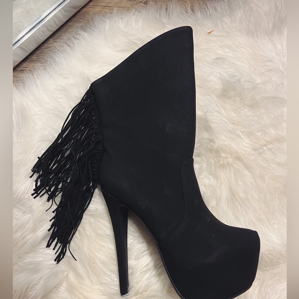 Dance Wear High Heeled Boots w/ Fringe Tassels